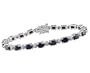 Sterling Silver 6x4mm Sapphire and Diamond-Accent Bracelet, 7"