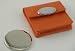ORANGE CASE W/ OVAL ENG. PLATE & PURSE MIRROR,