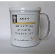 2 Corinthians 5:7 Coffee Mug / Cup Features Faith Scripture