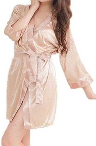 YouGe Sexy Satin Silk Lingerie Sleepwear Nightdress Robe Dress
