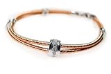 18K Rose Gold Two-Strand, Hand-Woven Mesh Bracelet, Set With Pave Set Diamonds. ( GH-Color, SI-Clarity; c.t.tw.0.25 CT ).