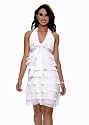 Astrapahl, Kurzes Chiffon Kleid, Neckholder Stil, mit Schleife, Farbe weiss