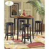 Home Elegance 764-32-5 5PCS Black Sand-Through Pub Dining Set