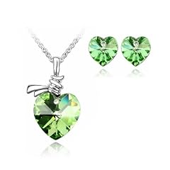 Green Crystal Herz Ohrringe & Anh�nger Set (Machen Mit Swarovski Element)