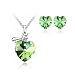 Green Crystal Herz Ohrringe & Anhänger Set (Machen Mit Swarovski Element)