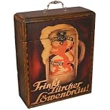 Wooden Hand Made Calico Art Wine or Beer Gift Box, Holds Three Bottles