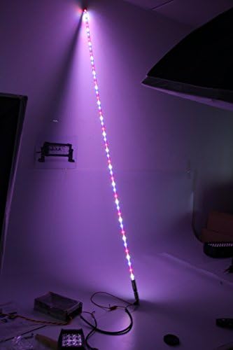 Saming LED Lighted Whip atv utv off road sand dunes Flexible atv utv Antenna With Flag (5 FT, Combo(R,W,B))