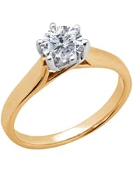 0.80 Ct Round H/I I1 Diamond 14K Yellow Gold Ring