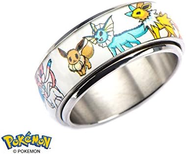 Men's Stainless Steel Pokemon Go Eevee Evolution Spinner Ring (10)