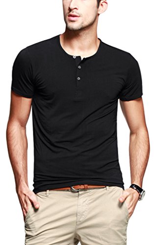 iLoveSIA® Mens Henley T-shirts Round Neck With Short Sleeve