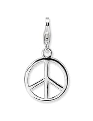 Sterling Silver Small Polished Peace Sign w/Lobster Claw Clasp Clasp Charm