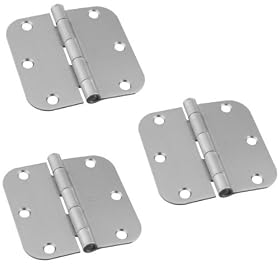 National 3-1/2 Inch Door Hinges with 5/8-inch Radius Corners Satin Nickel Set of 3