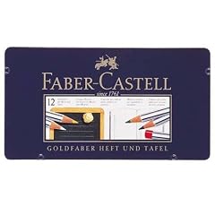 Faber-Castel 113212 - Holzfarbstifte Fabermaler f�r Tafel und Heft 12St�ck in Metalldose