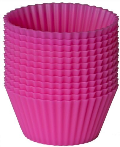Pantry Elements Silicone Baking Cups, Princess Collection - 12 Brilliant Pink Party Cupcake Liners