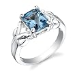 Sterling Silver 2.50 cts Radiant Cut Swiss Blue Topaz Ring Size7