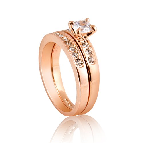 Nickel Free Rose Gold Plated 3mm Band 5mm Cubic Zirconia Engagement Ring Size 5, 6, 7, 8, 9 R25 (7) Nickel Free Rose Gold Plated 3mm Band 5mm Cubic Zirconia Engagement Ring Size 5, 6, 7, 8, 9 R25 (7)