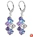 SCER009 - Lavender Blue And Clear Swarovski Crystal .925 Silver Lever back 1.5