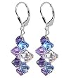 SCER009 - Lavender Blue And Clear Swarovski Crystal .925 Silver Lever back 1.5" Long Dangle Earrings