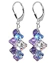 Lavender Blue And Clear Swarovski Crystal Sterling Silver Leverback 1.5" Long Dangle Earrings