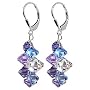 SCER009 - Lavender Blue And Clear Swarovski Crystal .925 Silver Lever back 1.5" Long Dangle Earrings