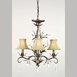 Small Mini Chandelier in Bolivian Bronze with Cream Fabric Shades
