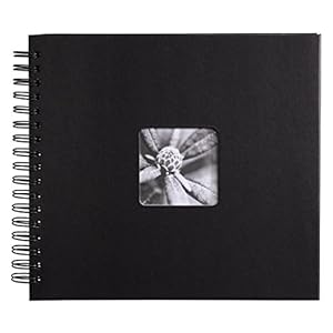 Hama Fotoalbum Fine Art, 50 schwarze Seiten (25 Blatt), Spiralalbum 28 x 24 cm, mit Ausschnitt für