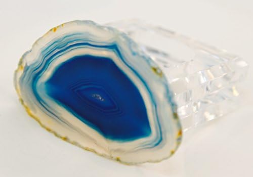 JOOL Beautiful Set of Agate and Acrylic Napkin Rings (Set of 6, Sapphire)