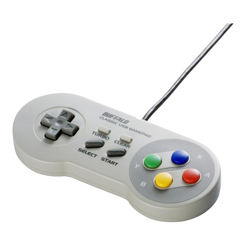 iBUFFALO USBゲームパッド 8ボタン スーパーファミコン風 グレー BSGP801GY