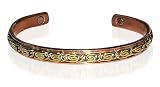 Magnetic Copper Cuff Bracelet with a pretty Brass Chain Design on Top 7.5