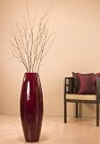 36 Inch Bamboo Cylinder Floor Vase & Birch Branches - Red Vase