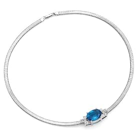 Jacqueline Kennedy Simulated Aquamarine Necklace by Accent on Gold
