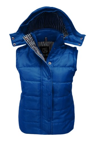 CEXICOUTURE LADIES SLEEVELESS HOODED QUILTED GILET WOMENS BODYWARMER JACKET ROYAL BLUE SIZE 8