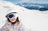 Happy Skier Playing in Snow - Space for Text - 24
