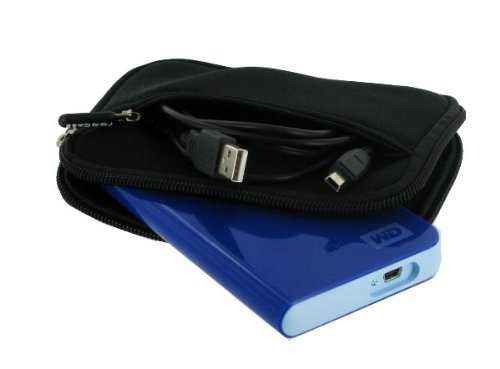 rooCASE SLV2 Neoprene Sleeve (Jet Black) Carrying Case for Western Digital My Passport Essential 500GB Portable Hard Drive WDBAAA5000AD4 Boombox