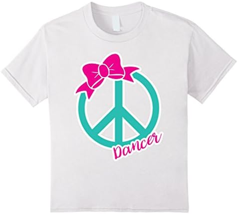 Kids Tween Girls Preppy Cute Dancer Peace Bow T-Shirt Gift 12 White