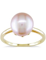 14k Yellow Gold 10-10.5mm Pink Freshwater Cultured Pearl Solitaire Ring, Size 6