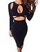 ALLEGRACE Womens Sexy Long Sleeves Slim Bodycon Party Bandage Club Dresses Black L