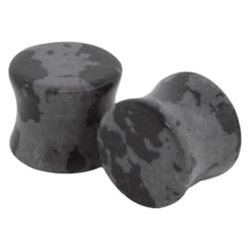 Pair of Snowflake Obsidian Double Flared Stone Plugs 8mm 0 Gauge
