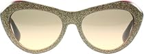 Miu Miu 01ns HAA0A0 Gold Glitter 01NS Cats Eyes Sunglasses