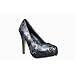 Iron Fist Digi Skull Black/Silver Sequin Platform Heels