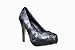 Iron Fist Digi Skull Black/Silver Sequin Platform Heels