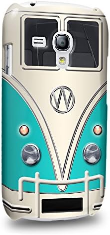 Case88 Premium Designs Cyan Retro Volkswagen Mini Van VW Bus Protective Snap-on Hard Back Case Cover for Samsung Galaxy S3 mini