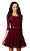 OFTEN Sexy Spoon Neck 3/4 Sleeve Lace Skater Dress Belt 4 Color 3 Size