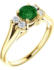 14K Yellow Gold 5.00mm Round Cut Chrome Tourmaline and Diamond Ring -- LIFETIME WARRANTY