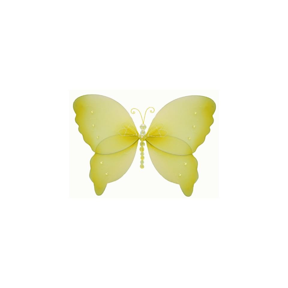 Hanging Butterfly 13 Large Yellow Crystal Nylon Butterflies