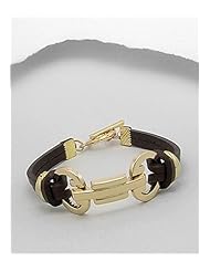 Saddle Brown Leather Bracelet In White Base