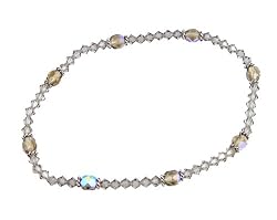 Anklet - A59 - Stretch - Swarovski (tm) Crystal and Fire Polished Glass Beads ~ Black Diamond (Gray / Grey)