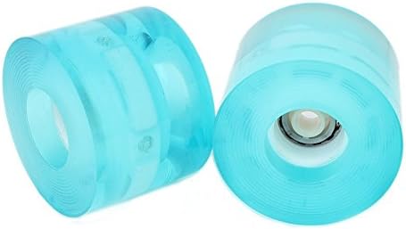 1 Set(2pcs) Pro 60X45mm Pu Rubber Material Led Light Up Wheels for 22 inch Skateboard Longboard Cruiser Skating Board (Blue)