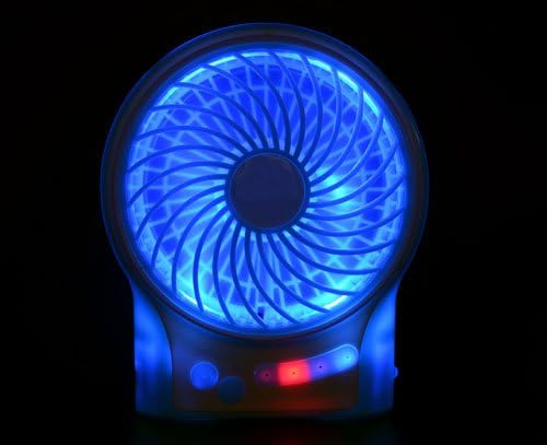 Feceir® Portable mini USB Fan 3 Speeds Strong Wind and Long Life 18650 Rechargeable Battery or Electric-Powered With Adapter (Blue)