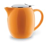 Copco Ceramic 20-Ounce Tea Pot With Stainless-Steel Lid And Infuser, Brilliant Orange